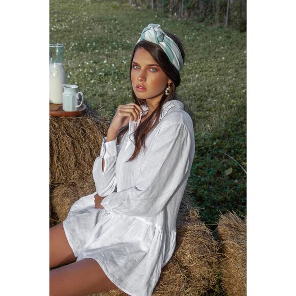 Claudio Milano 100% Linen Tunic Italian Style Button Down Shirt Dress Size Small - Picture 4 of 12